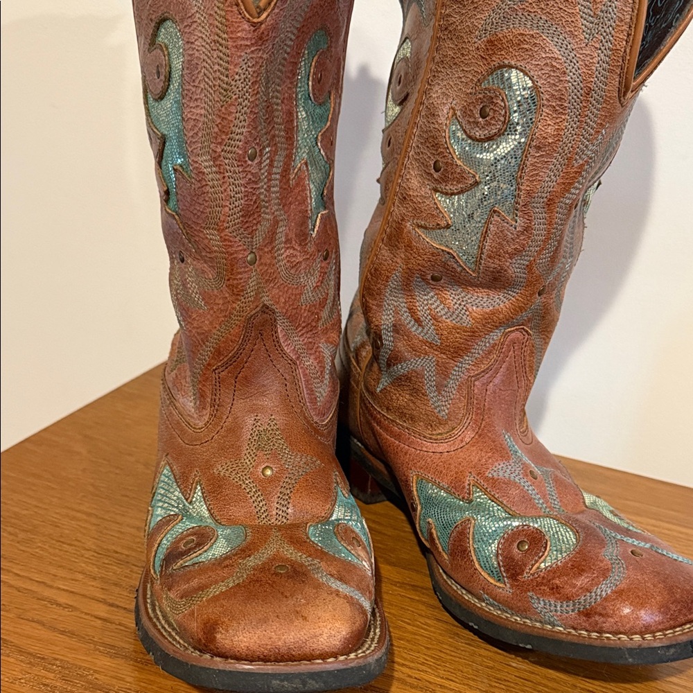 Laredo Brown and Teal Western Boots